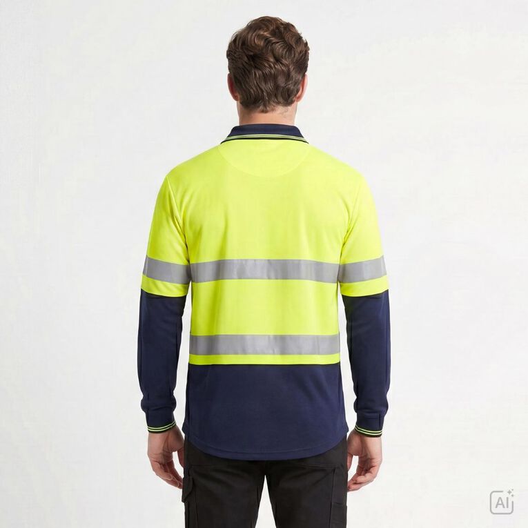 Rivet Men's Long Sleeve Polo, Yellow, hi-res