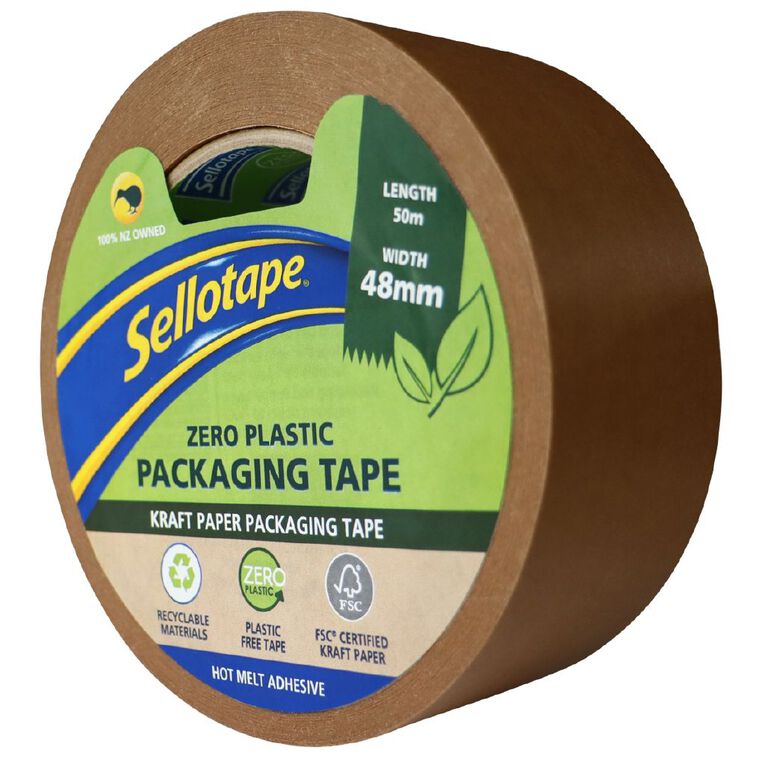 Sellotape Zero Plastic Kraft Paper Packaging Tape 48mm x 50m, , hi-res