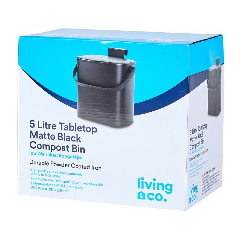 Living & Co Tabletop Compost Bin Black, , hi-res