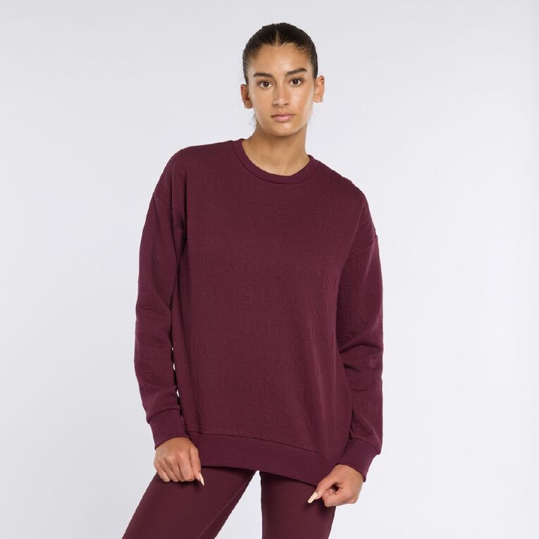 Lonsdale Women's Jacquard Sweatshirt, Purple Dark, hi-res