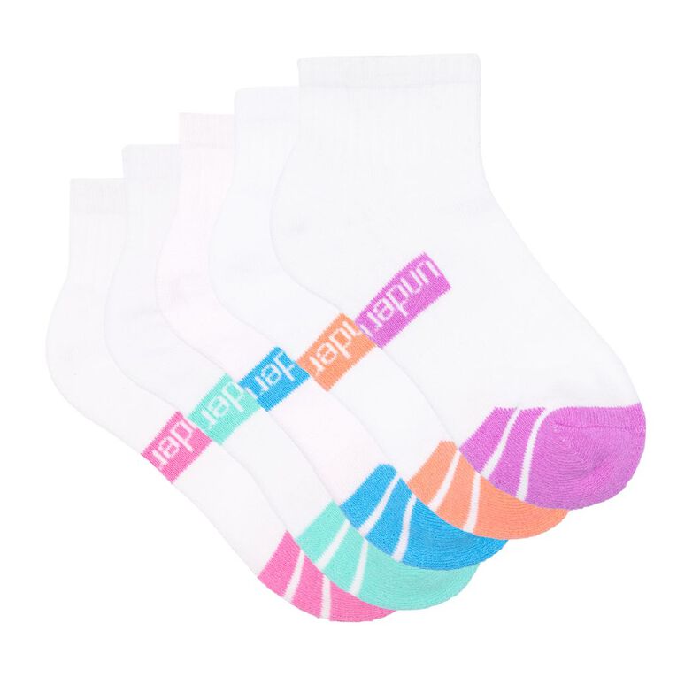 Underworks Kids' Quarter Crew Sport Socks 5 Pack, GWhite1, hi-res