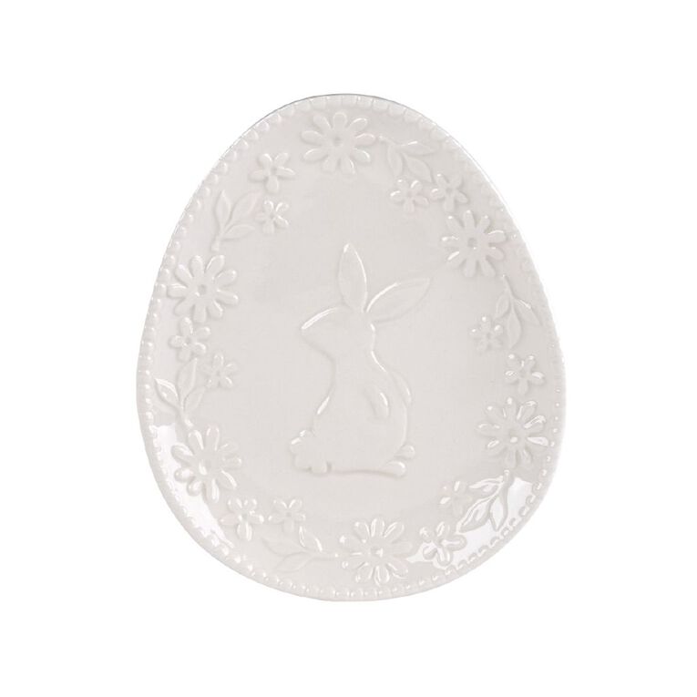 Living & Co Easter Egg Embossed Mini Platter Ivory 20cm, , hi-res