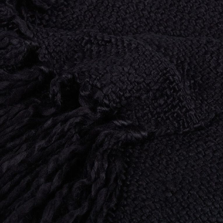 Living & Co Throw Chunky Weave Black 127cm x 152cm, , hi-res