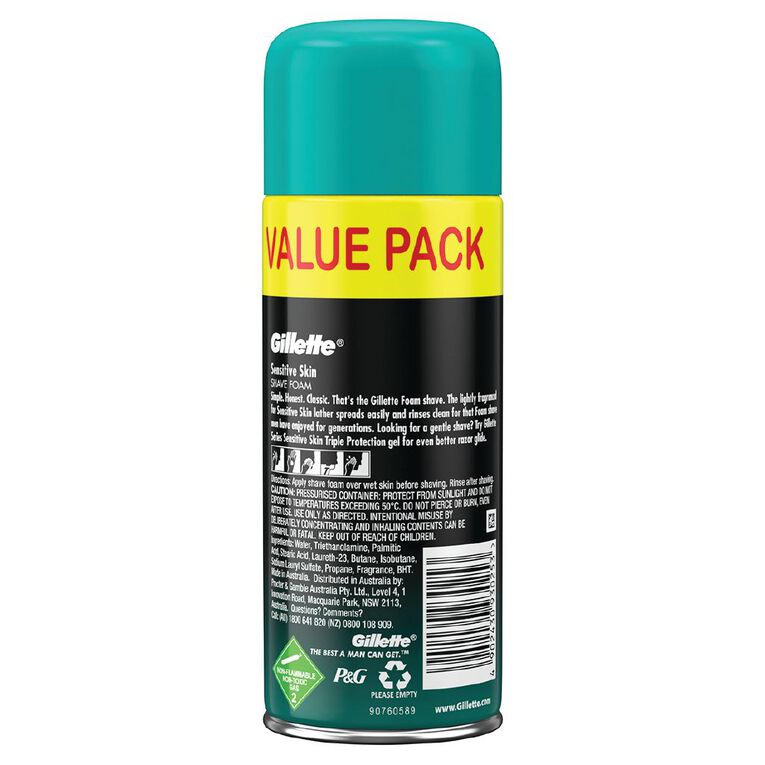 Gillette Shaving Foam Sensitive Skin 333g, , hi-res