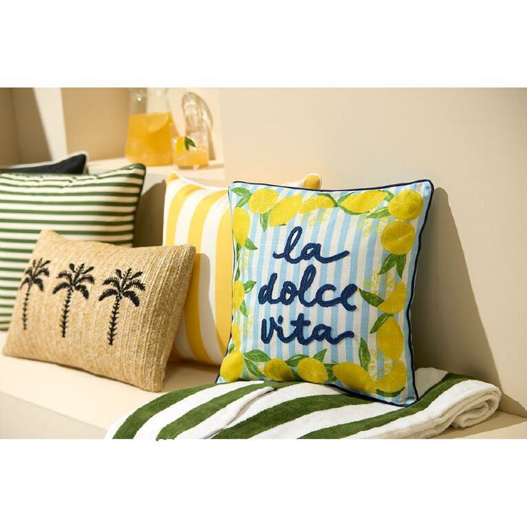 Living & Co Outdoor Cushion La Dolce Vita Yellow 40cm x 40cm, , hi-res