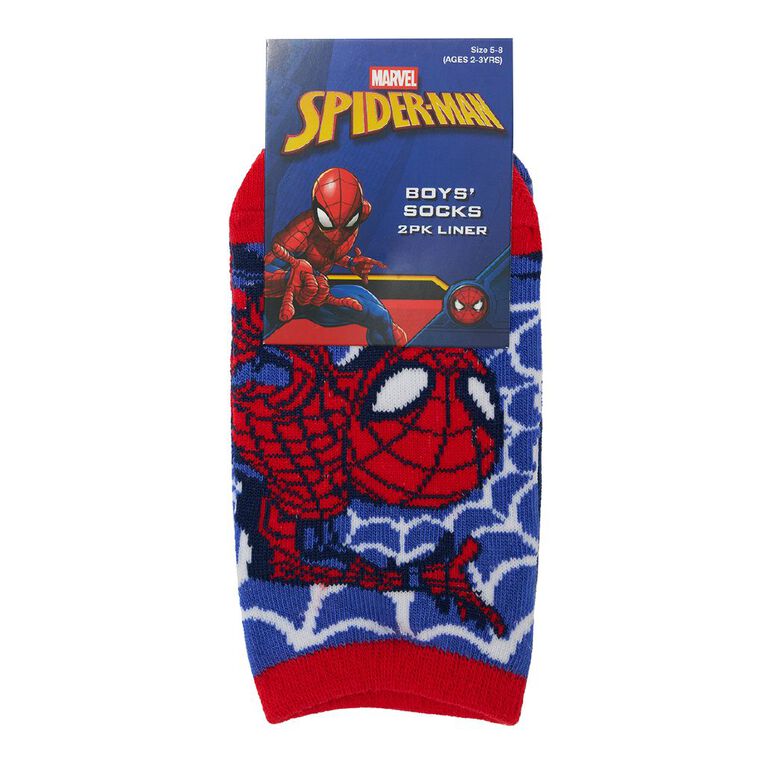Spider-Man 2 Pack Liner Socks, Blue Mid, hi-res