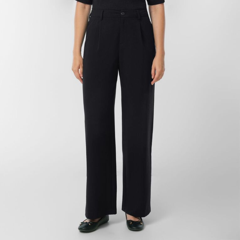 H&H Women's Straight Leg Tailored Pants, Black, hi-res