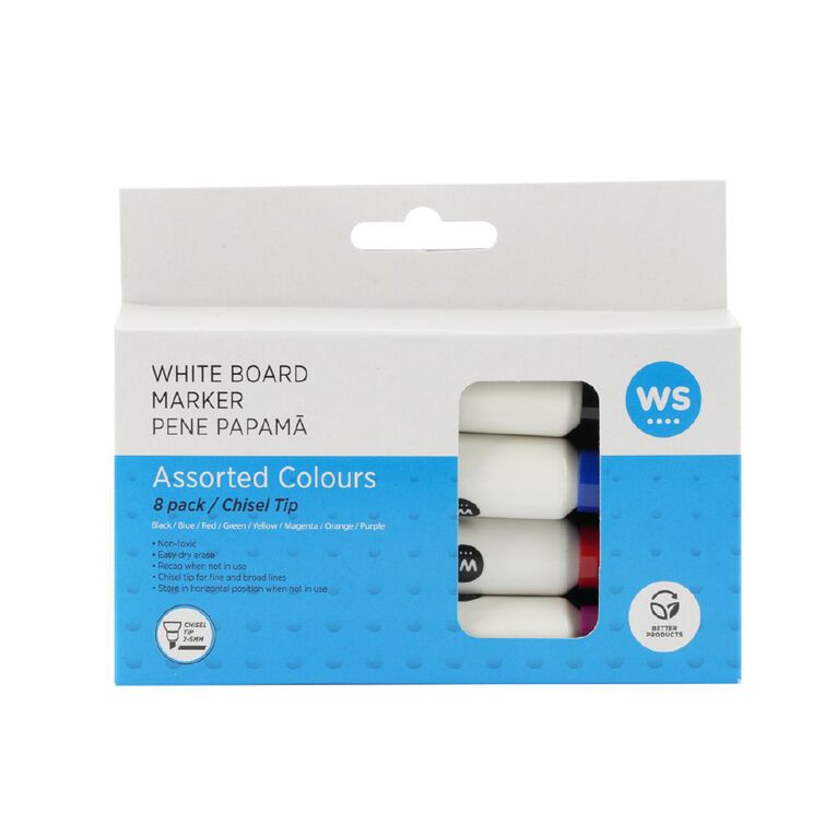 WS Whiteboard Marker Vivid Chisel 8 Pack, , hi-res