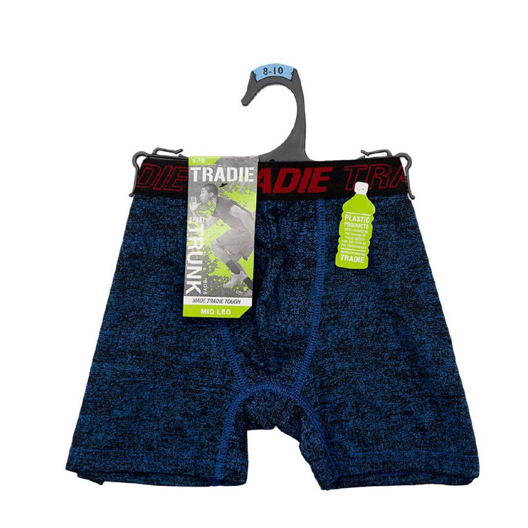 Tradie Boys' Mid Leg Sport Trunks, Blue Mid, hi-res