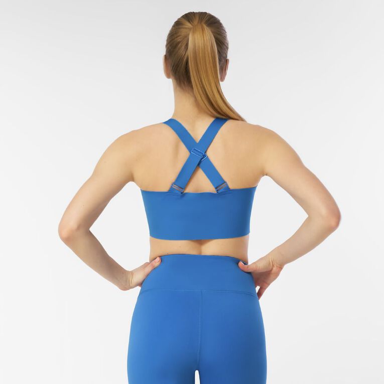 Active Intent Women's Zip Front Smooth Finish Sports Bra, Blue Mid, hi-res
