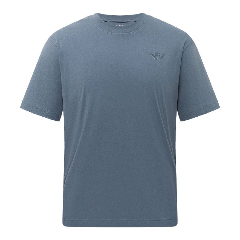 H&H Men's Midweight Embroidered Tee, Blue Mid, hi-res