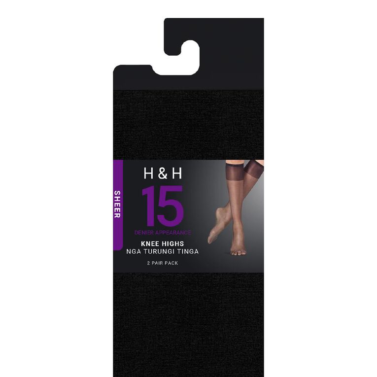 H&H Knee High 2 Pack, Black, hi-res