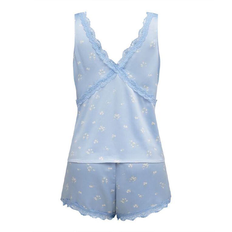 H&H Women's Satin Camisole Pyjama Set, Blue Light, hi-res
