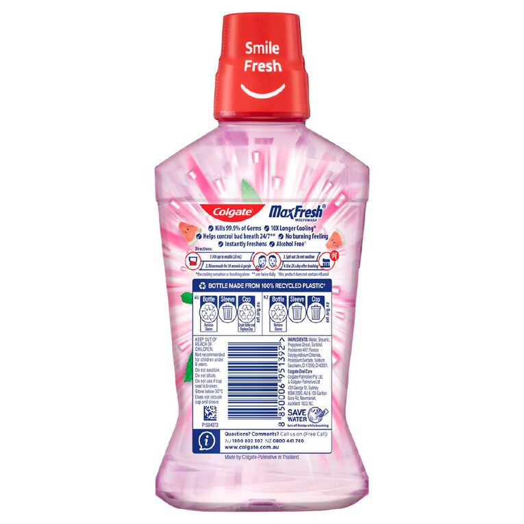 Colgate Max Fresh Watermelon Mint Mouthwash 500ml, , hi-res