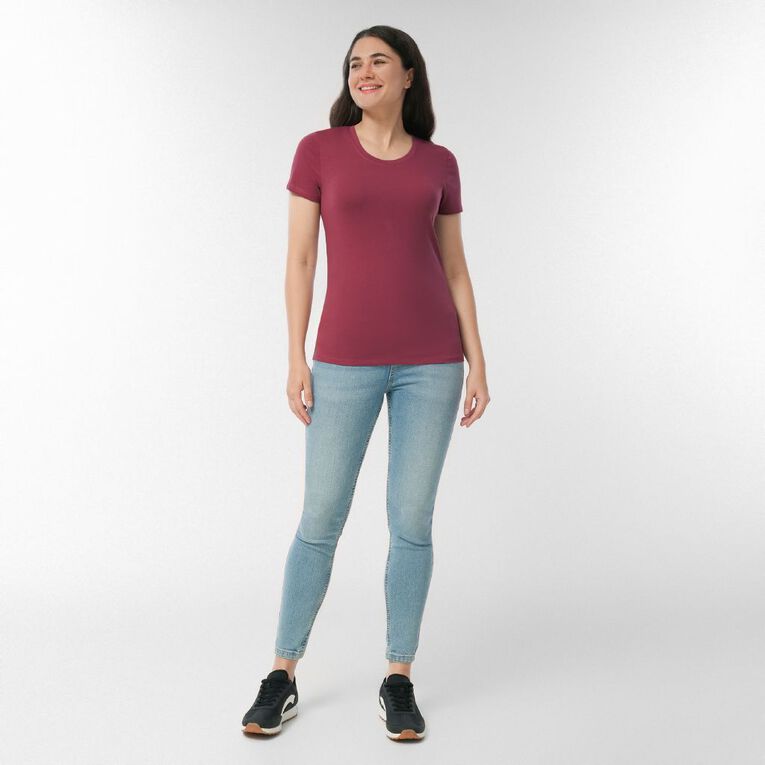 H&H Women's Stretch Scoop Neck Tee, Pink Dark, hi-res