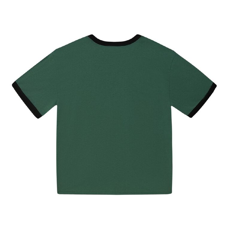 Young Original Short Sleeve Ringer Print Tee, Green Mid, hi-res