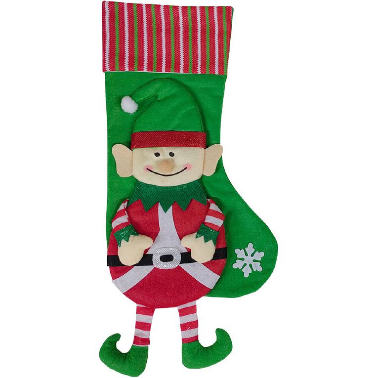 Wonderland Novelty Christmas Elf Stocking Assorted 50cm, , hi-res