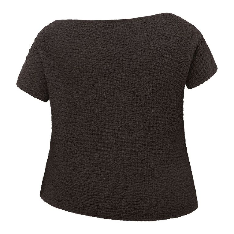 H&H Curve Women's Popcorn Knit Assyemtric Top, Brown Dark, hi-res