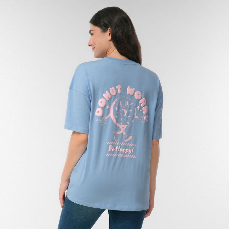 H&H Women's Short Sleeve Boyfriend Graphic Tee, Blue Light, hi-res