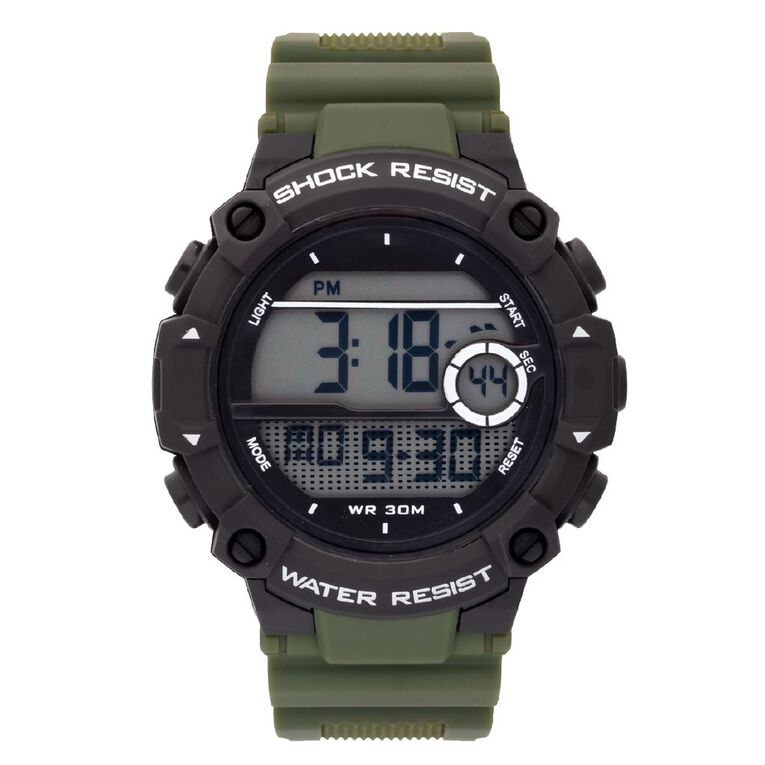 Active Intent Sports Digital Watch Black Khaki, , hi-res