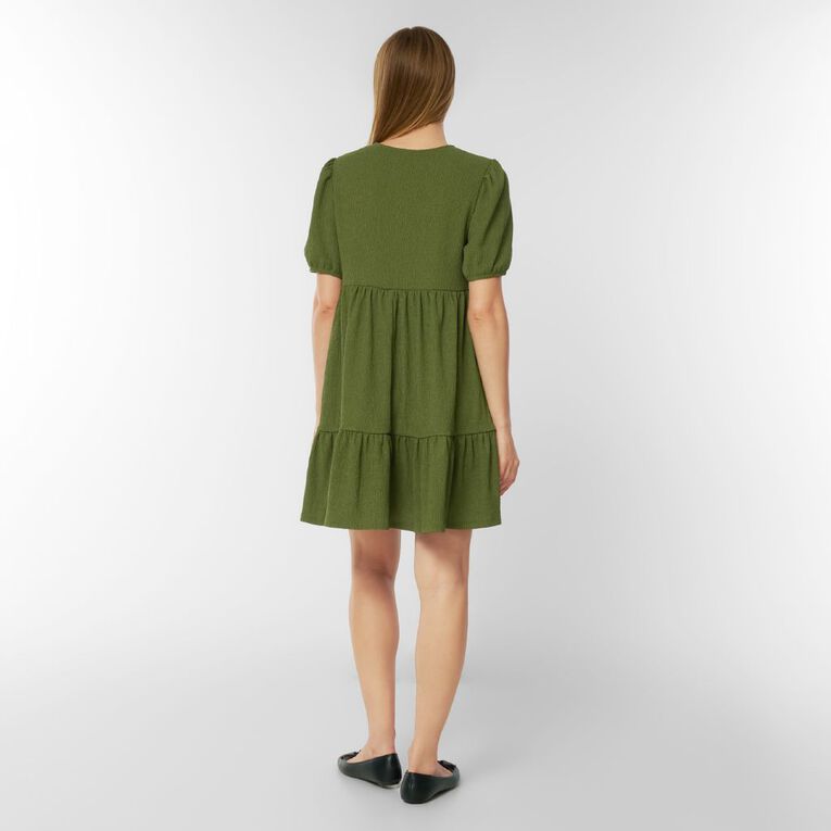 H&H Women's Tie Front Tiered Dress Mini, Green Mid, hi-res