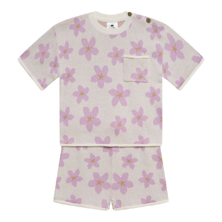 Young Original Toddler 2 Piece Knitted Top and Shorts Set, Cream, hi-res