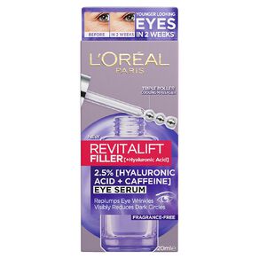 loreal revitalift filler eye serum hyaluronic acid + caffeine 20 ml