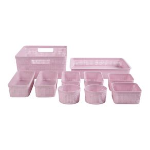 Living & Co 10 Piece Organiser Baskets Pink