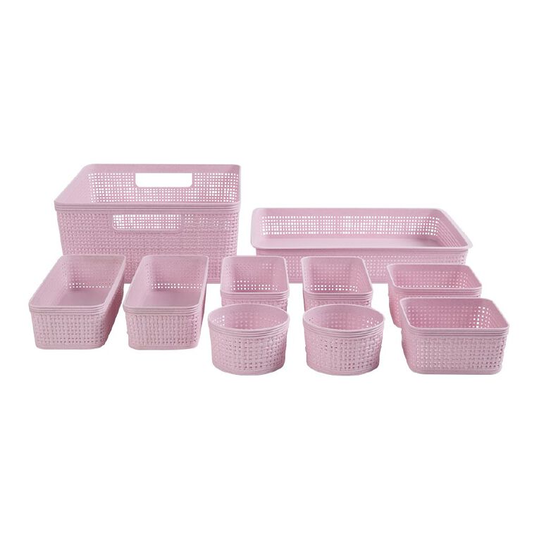 Living & Co 10 Piece Organiser Baskets Pink, , hi-res