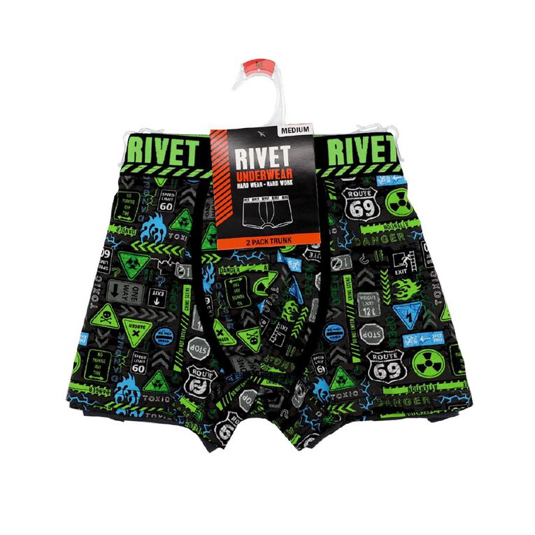 Rivet Men's Trunks 2 Pack, Green/Black, hi-res