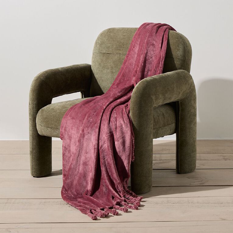 Living & Co Throw Plush Pink 127cm x 152cm, , hi-res
