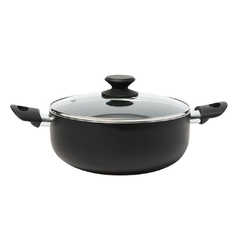 Living & Co Stone Casserole Black 24cm, , hi-res