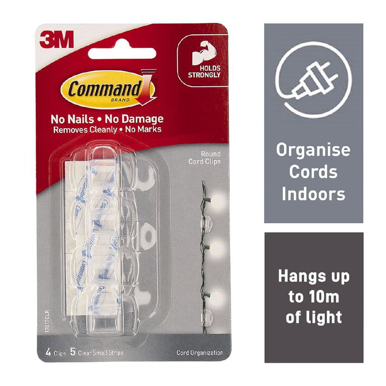 Command Round Cord Clips with Strips, , hi-res