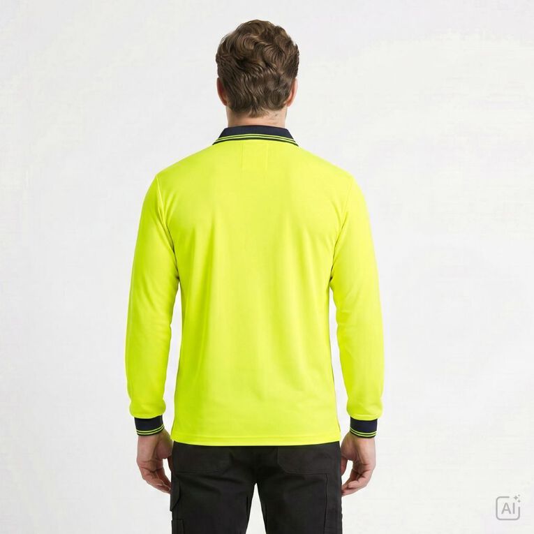 Rivet Men's Long Sleeve Polo, Yellow, hi-res