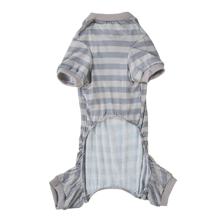 Petzone Pet Pyjamas Stripe Grey Large, , hi-res