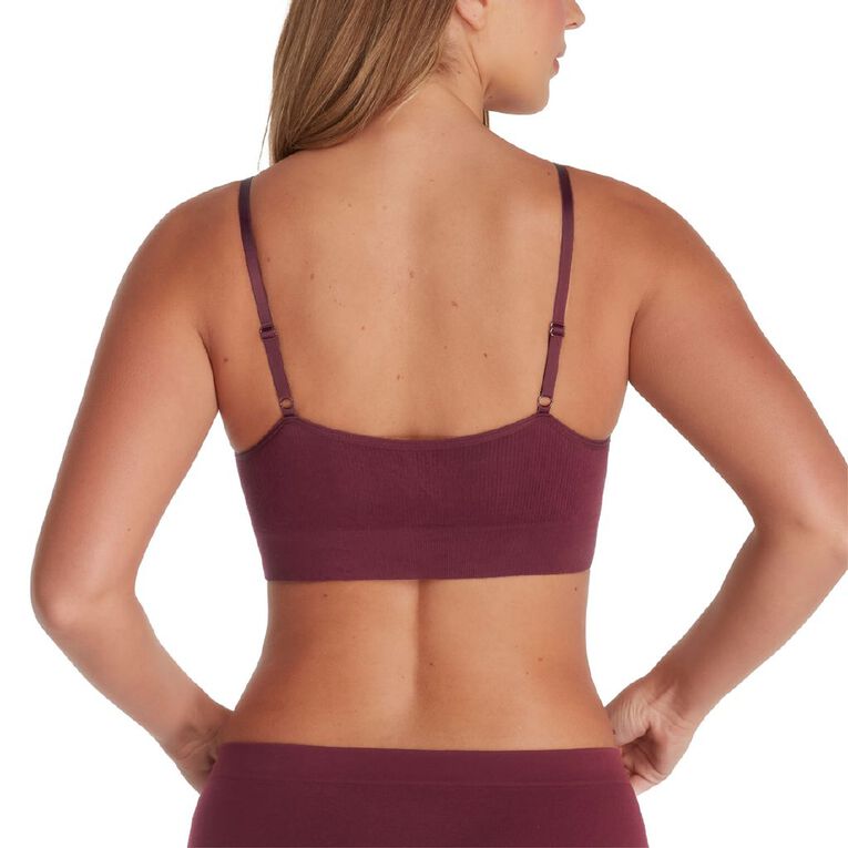 Clio Women's Bamboo Rib Bralette, Red Dark, hi-res