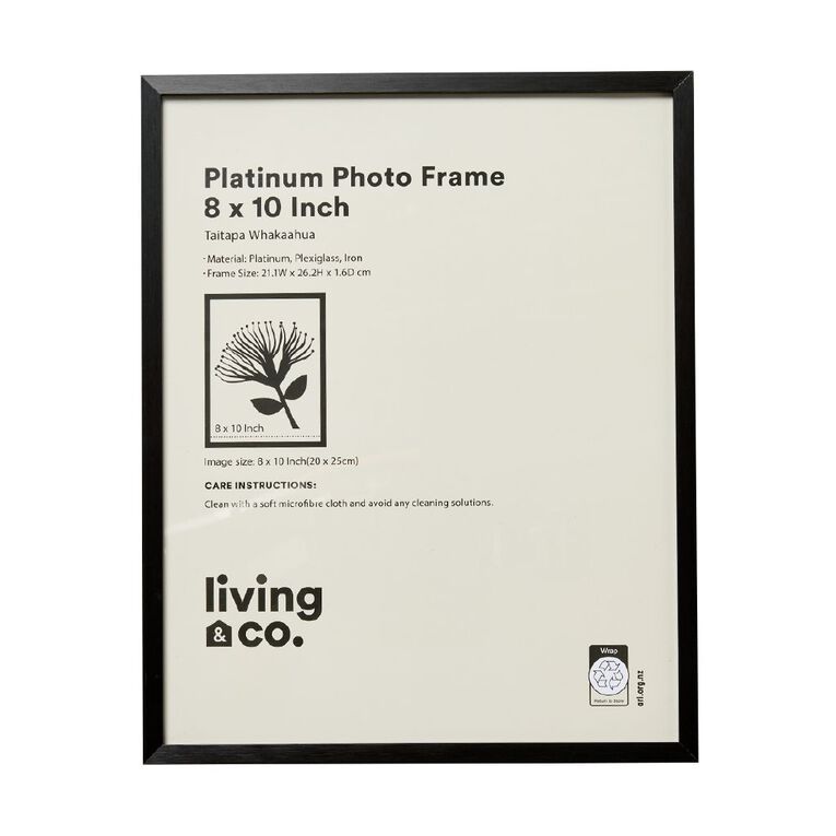 Living & Co Platinum Metal Photo Frame Black 8in x 10in, , hi-res