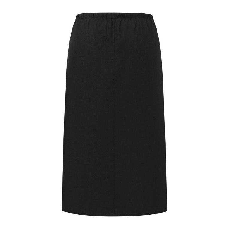 H&H Curve Women's Long Linen Column Skirt, Black, hi-res