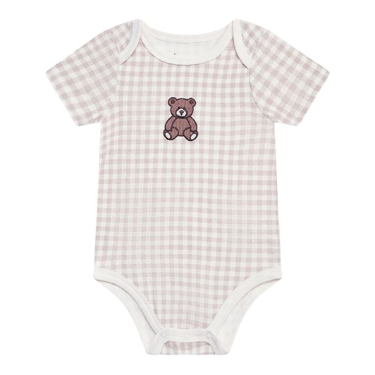 Young Original Babies' Short Sleeve Printed Bodysuit 3 Pack, Cream, hi-res