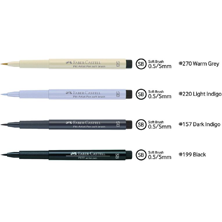 Faber-Castell Pitt Artist Brush Pens Soft 4 Pack, , hi-res