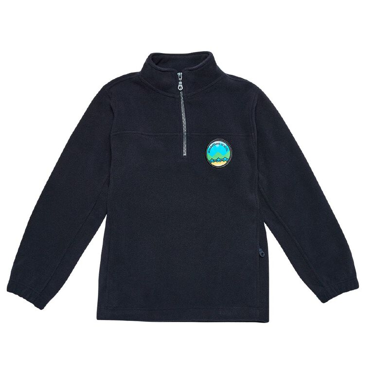 Schooltex Moanataiari Polar Fleece Top with Badge, Navy, hi-res
