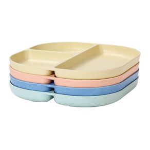 Living & Co Kids Bamboo Mix Bento Plate Multi-Coloured 4 Pack