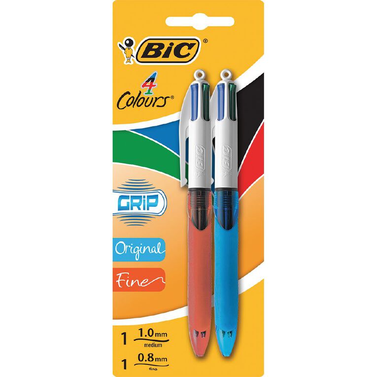 Bic Colour Pen with Grip Fine or Medium Multi-Coloured Pack