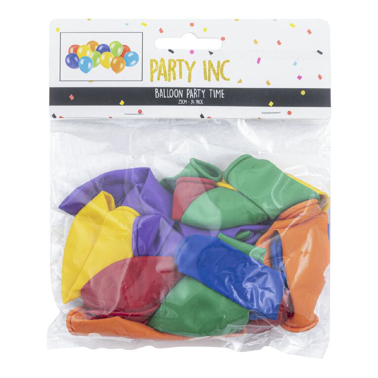 Party Inc Party Time Balloons Multi-Coloured 24 Pack, , hi-res