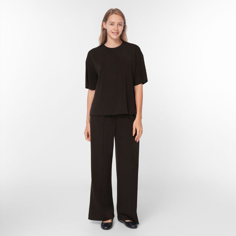 H&H Women's Modal Pintuck Wide Leg Pants, Brown Dark, hi-res