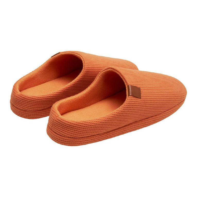 H&H Men's Waffle Scuff Slippers, Orange, hi-res