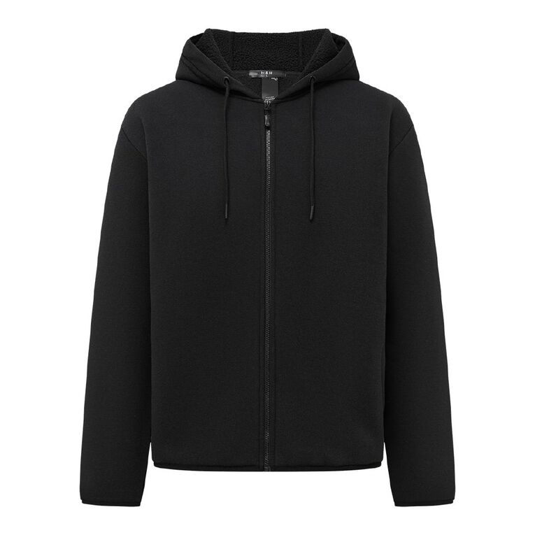 H&H Men's Microfleece Lined Zip Thru Hood, Black, hi-res