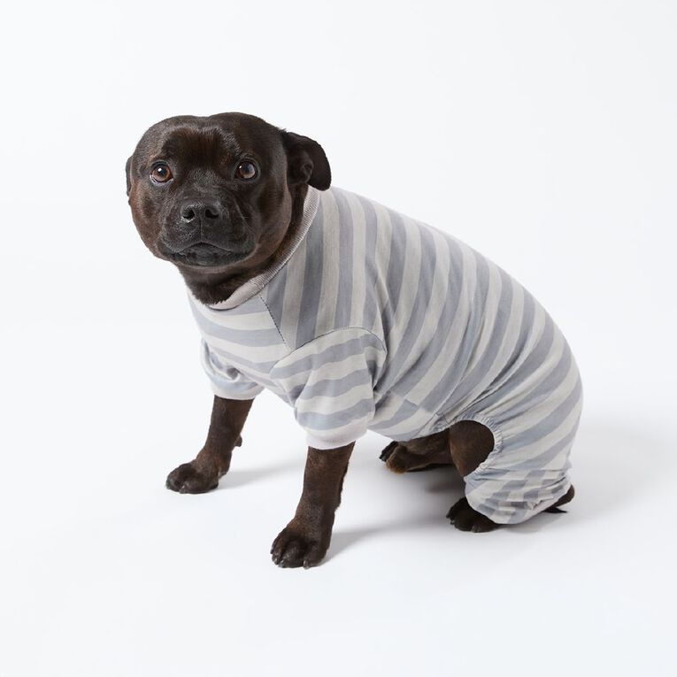 Petzone Pet Pyjamas Stripe Grey Large, , hi-res