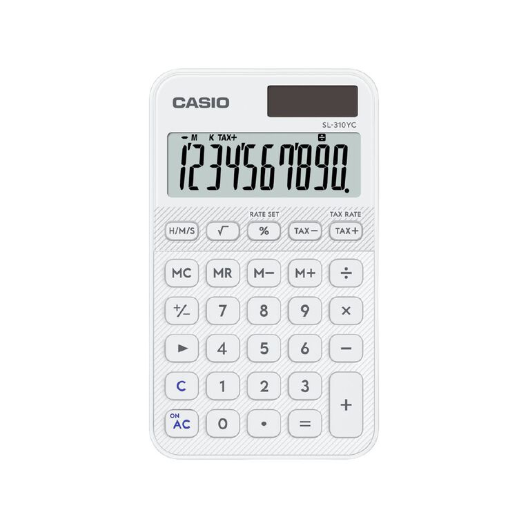 Casio SL310YCWE Handheld 10 Digit Calculator White, , hi-res