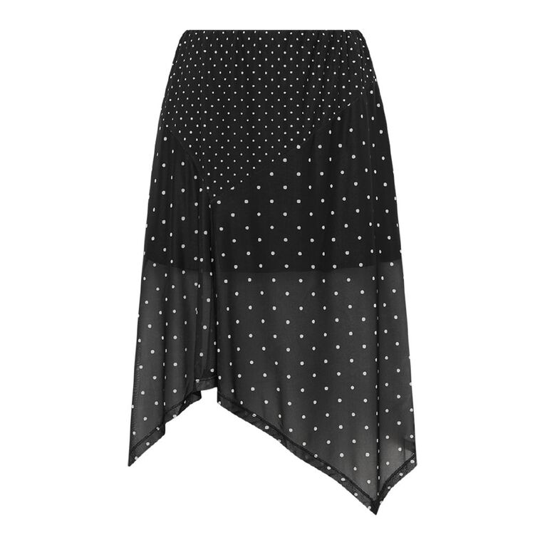BRDRLESS Talia Assymmetrical Skirt, Black/White, hi-res